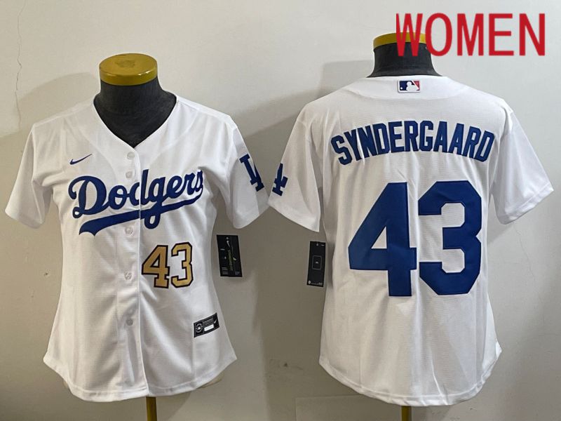 Women Los Angeles Dodgers #43 Syndergaard White Game 2024 Nike MLB Jersey style 11203->youth mlb jersey->Youth Jersey